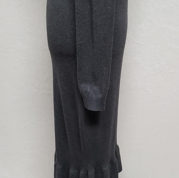 ROCOROSE Dark Gray Bodycon Mock Neck Long Sleeve Midi Ruffle Mermaid Dress M - Picture 6 of 11